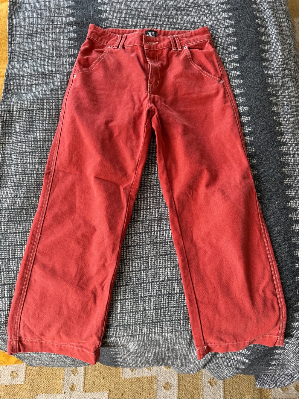 BDG Brick Red Cropped Straight-Leg Pants